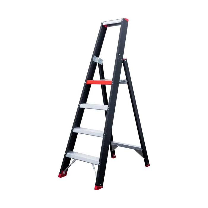 Eurostairs schwarze Stehleiter 1x4 Stufen - Limitierte Auflage - Gerüstexpress.de