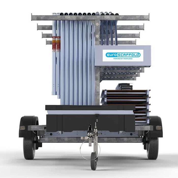 Gerüstanhänger 250 + Euro 135x250 8,2m Arbeitshöhe einfaches Rollgerüst Sicherheitsgeländer - Gerüstexpress.de