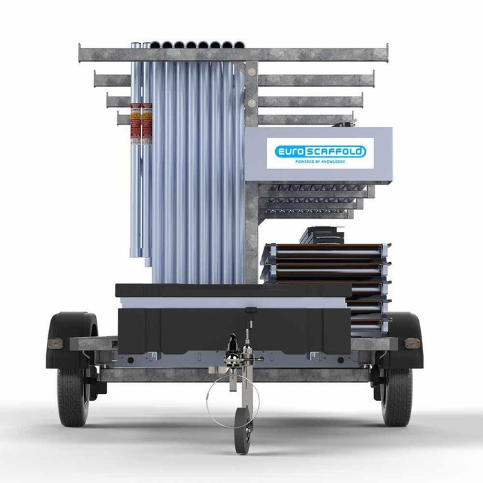 Gerüstanhänger 250 + Rollgerüst Euro 135x250 12,2m Arbeitshöhe einfaches Sicherheitsgeländer - Gerüstexpress.de