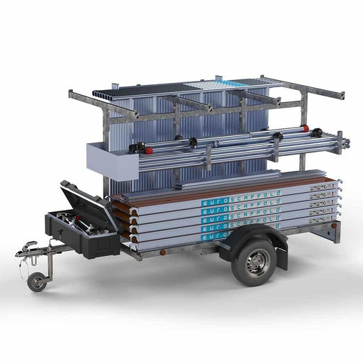 Gerüstanhänger 250 + Rollgerüst Standard 135x250 6,2m Arbeitshöhe Carbonplattform - Gerüstexpress.de