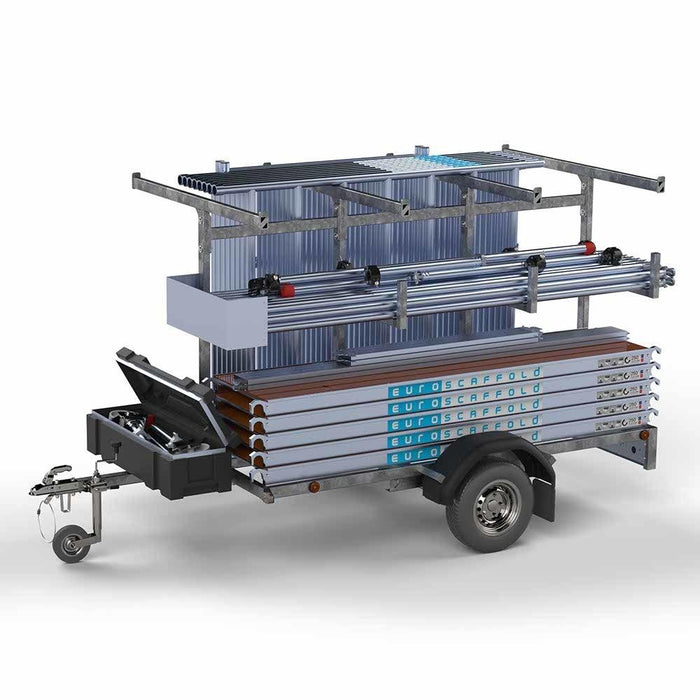 Gerüstanhänger 250 + Rollgerüst Standard 135x250 6,2m Arbeitshöhe Carbonplattform - Gerüstexpress.de