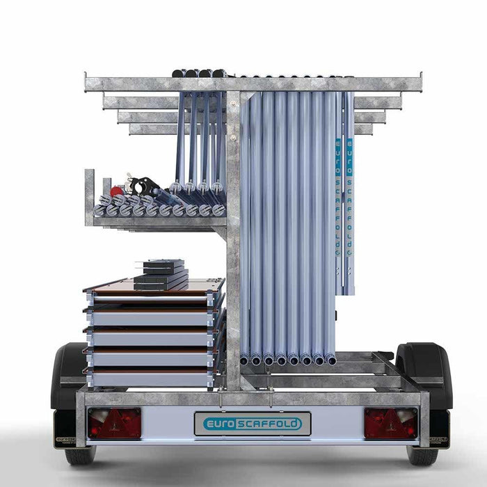 Gerüstanhänger 250 + Rollgerüst Standard 135x250 6,2m Arbeitshöhe einfaches Sicherheitsgeländer - Gerüstexpress.de