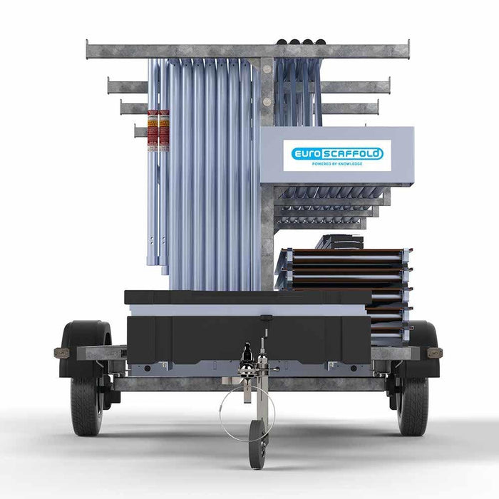 Gerüstanhänger 305 + Rollgerüst Standard 135x305 12,2m Arbeitshöhe einfaches Sicherheitsgeländer - Gerüstexpress.de