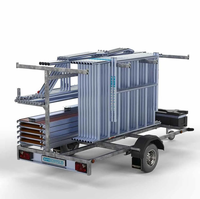 Gerüstanhänger 305 + Rollgerüst Standard 135x305 8,2m Arbeitshöhe einfaches Sicherheitsgeländer - Gerüstexpress.de