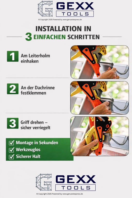 GEXX TOOLS Leiterkopfsicherung - Leiterklemme - Gerüstexpress.de