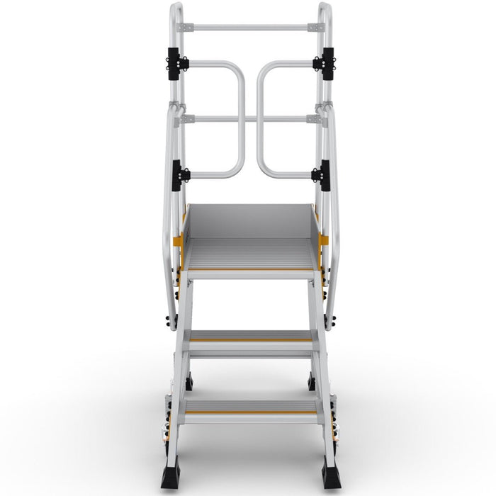 Industrie Podesttreppe 3 Stufen | Federrollen - Gerüstexpress.de