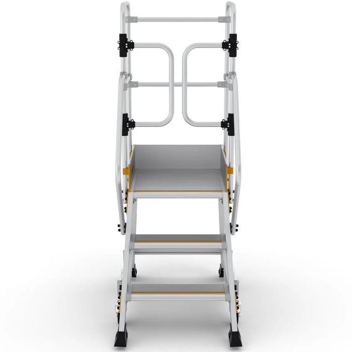 Industrie Podesttreppe 3 Stufen | Federrollen - Gerüstexpress.de