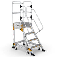 Industrial platform stairs 4 steps | Spring castors