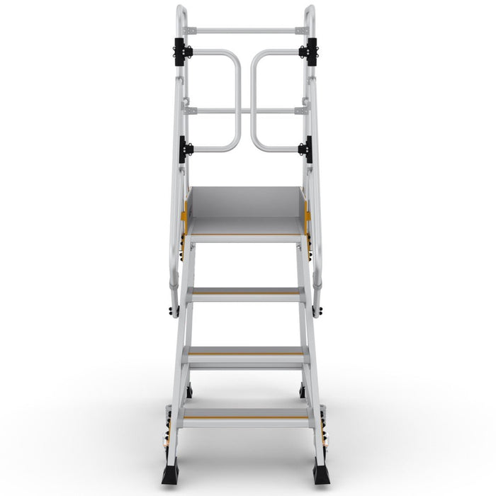 Industrie Podesttreppe 4 Stufen | Federrollen - Gerüstexpress.de