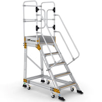 Industrial platform stairs 5 steps | Spring castors