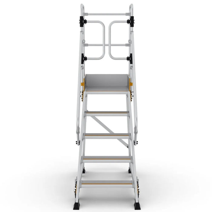 Industrie Podesttreppe 5 Stufen | Federrollen - Gerüstexpress.de