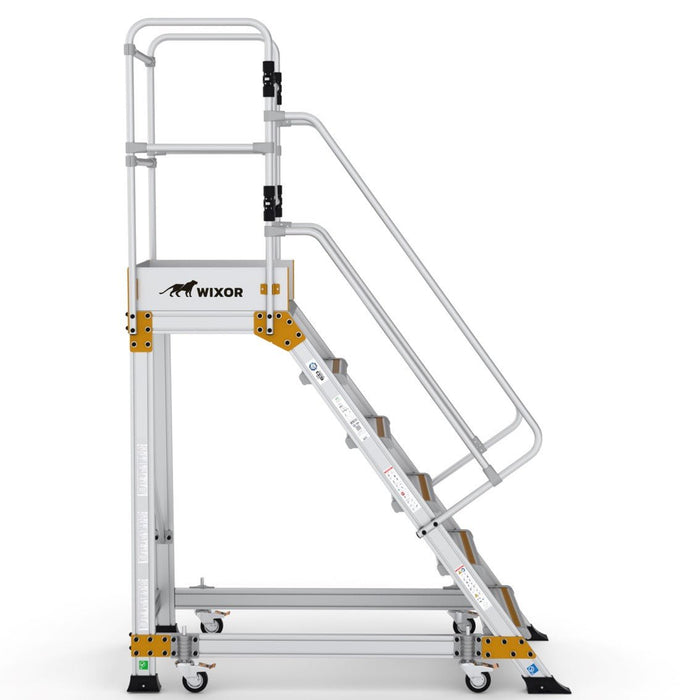 Industrie Podesttreppe 6 Stufen | Federrollen - Gerüstexpress.de