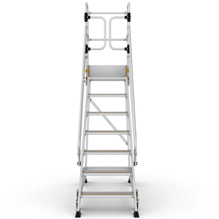 Industrie Podesttreppe 7 stufen | Federrollen - Gerüstexpress.de