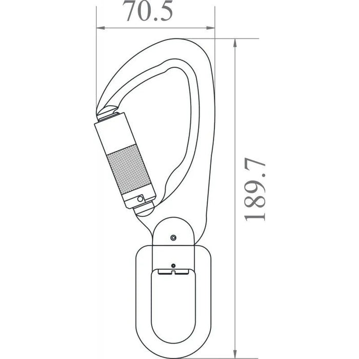 Kratos Aluminiumhaken mit Automatikverschluss Vierteldrehung (Twist - Lock) mit Fallanzeige - Wirbel - Gerüstexpress.de