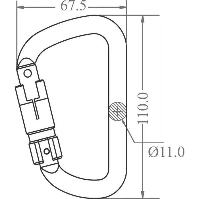 Kratos Aluminiumkarabiner mit dreifach wirkendem Automatikverschluss (Triple - Lock) - Keylock Version - Gerüstexpress.de