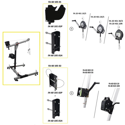 Kratos EasySafeWay 1, mobiles H - förmiges Basis Davit System (1370 mm hoher Masten) - Gerüstexpress.de