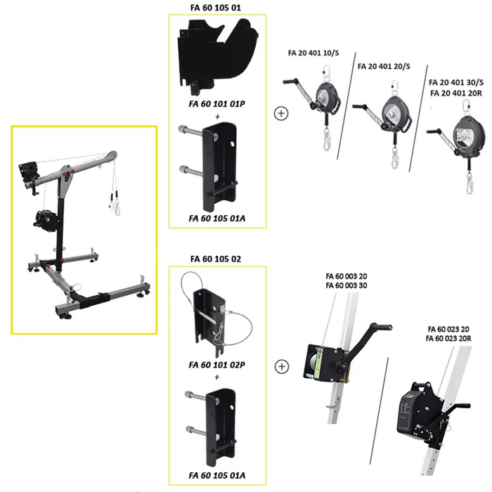 Kratos EasySafeWay 1, mobiles H - förmiges Basis Davit System (915 mm hoher Masten) - Gerüstexpress.de