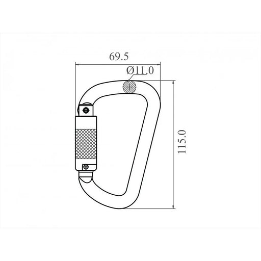 Kratos Edelstahlkarabiner mit Automatikverschluss Vierteldrehung (Twist - Lock) mit 22,5 mm Öffnungsweite - Gerüstexpress.de