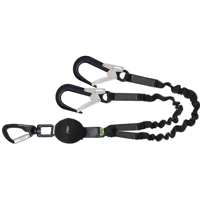 Kratos GRAVITY - S - Elastische Gurtbandverbindungsmittel mit Falldämpfer und 3 Aluminiumkarabiner, länge 1,50 m - Gerüstexpress.de