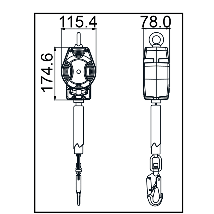 Kratos HELIXON Polyestergurtband, Höhensicherungsgerät mit automatischem Rückzug 3,5 m, Nur für den vertikalen Gebrauch - Gerüstexpress.de