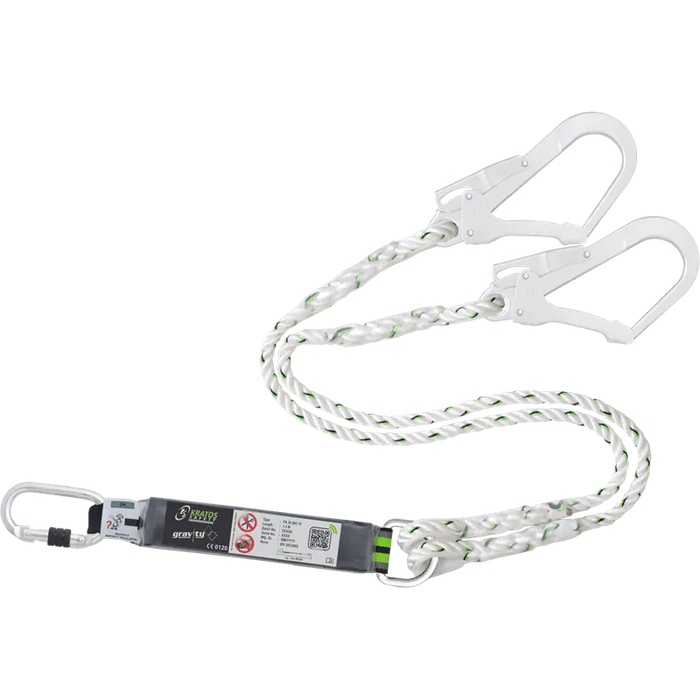 Kratos HOPE - Y - Verbindungsmittel mit Falldämpfer gedrehtes Seil 1,50 m Karabiner FA5020217 und 2 x FA5020755 - Gerüstexpress.de