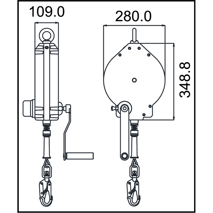 Kratos LONY - Synthetisches Seil, Absturzsicherung mit automatischem integriertem Rückzug 18 m - Gerüstexpress.de