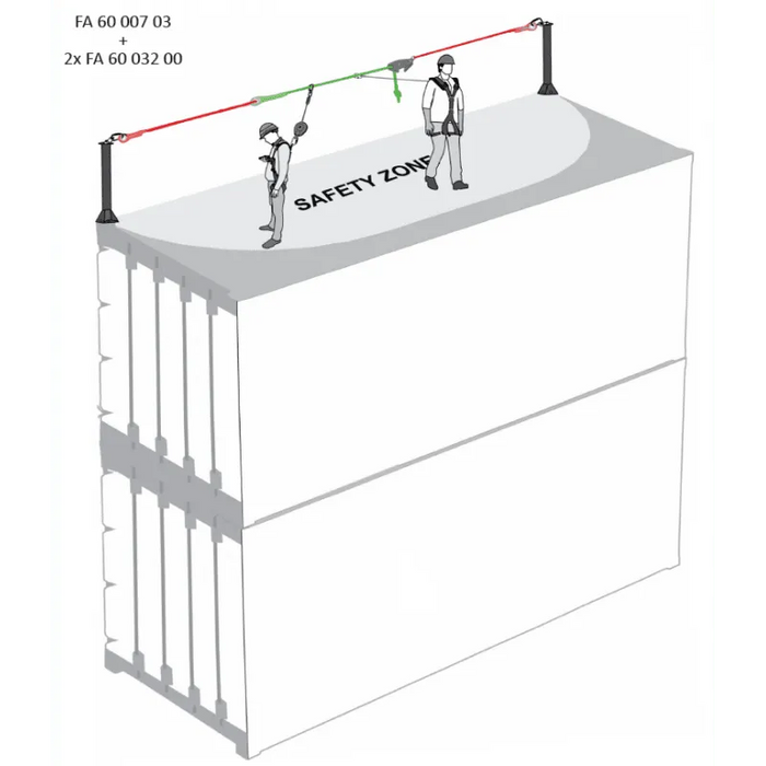 Kratos POST LINE - Horizontale temporäre Seilsicherung für 2 Personen, max. Länge 14 m, für ISO - Container - Gerüstexpress.de