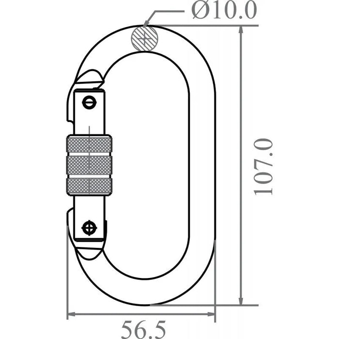 Kratos Stahl - Karabiner mit Schraubverschluss - Keylock Version - Gerüstexpress.de