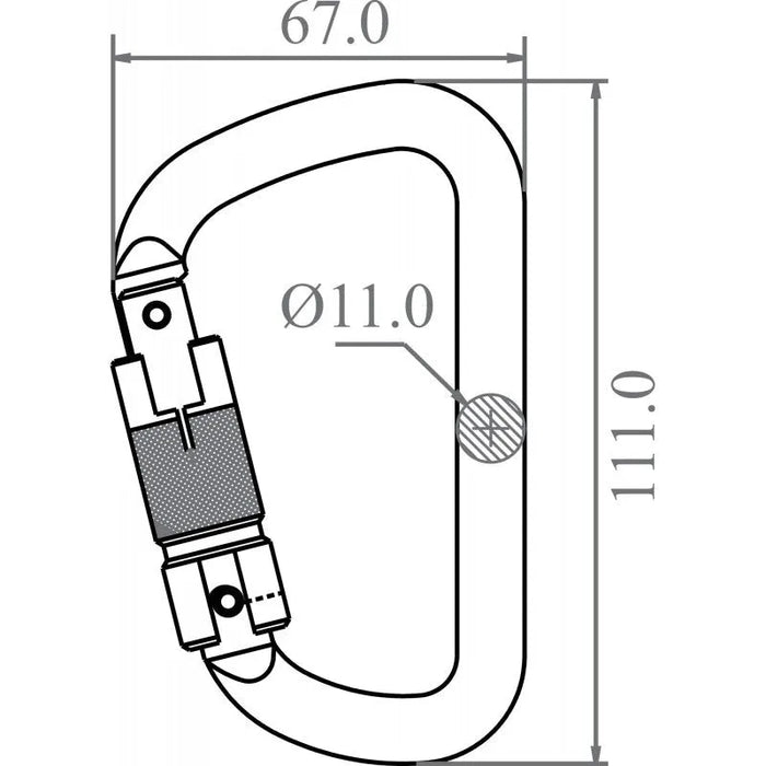Kratos Stahlkarabiner mit dreifach wirkendem Automatikverschluss (Triple - Lock) - Keylock Version - Gerüstexpress.de