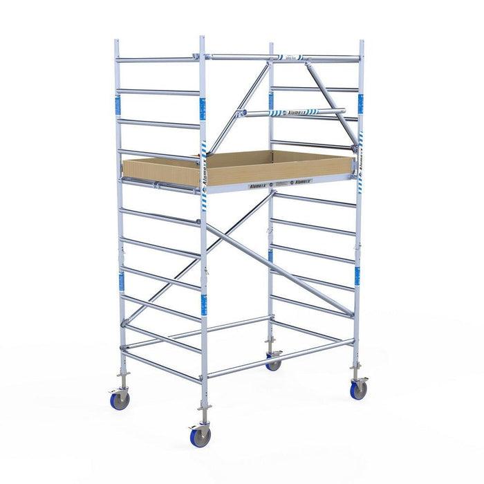 Rollgerüst Alumexx Extra 135x190 4,2m Arbeitshöhe an der Fassade - Gerüstexpress.de