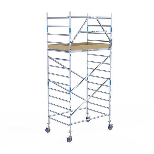 Rollgerüst Alumexx Extra 135x190 5,2m Arbeitshöhe an der Fassade - Gerüstexpress.de