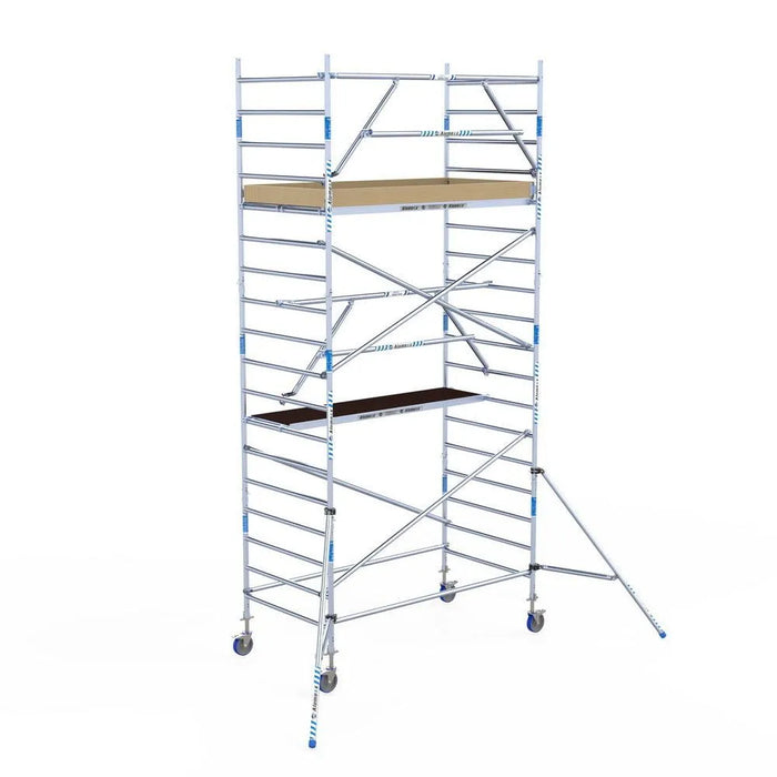 Rollgerüst Alumexx Extra 135x250 6,2m Arbeitshöhe an der Fassade - Gerüstexpress.de