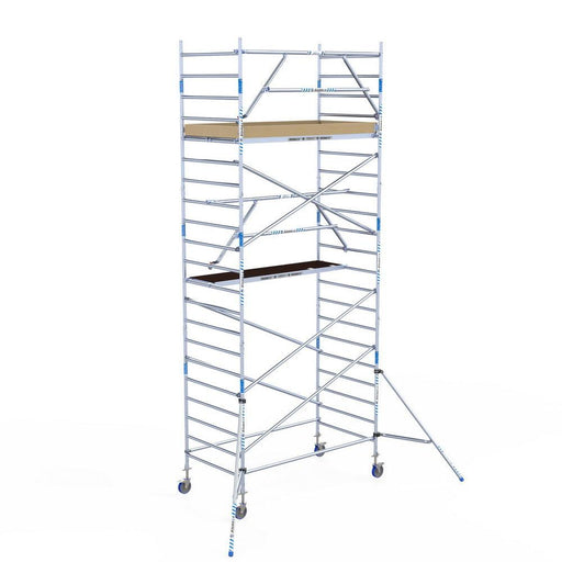 Rollgerüst Alumexx Extra 135x250 7,2m Arbeitshöhe an der Fassade - Gerüstexpress.de