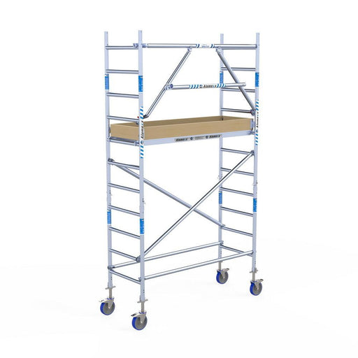 Rollgerüst Alumexx Extra 75x190 4,2m Arbeitshöhe an der Fassade - Gerüstexpress.de