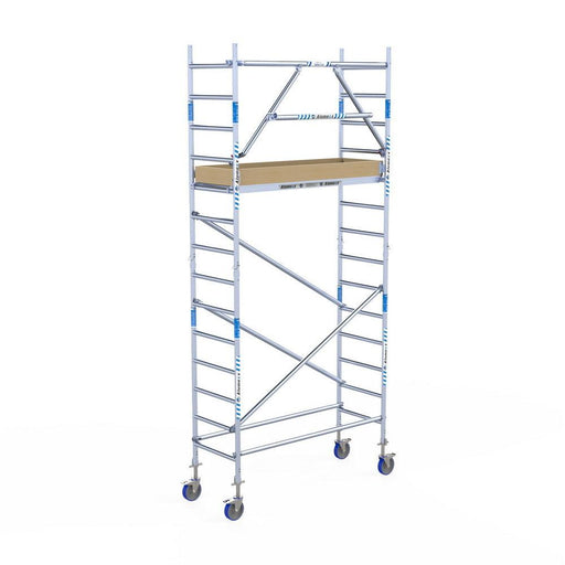 Rollgerüst Alumexx Extra 75x190 5,2m Arbeitshöhe an der Fassade - Gerüstexpress.de