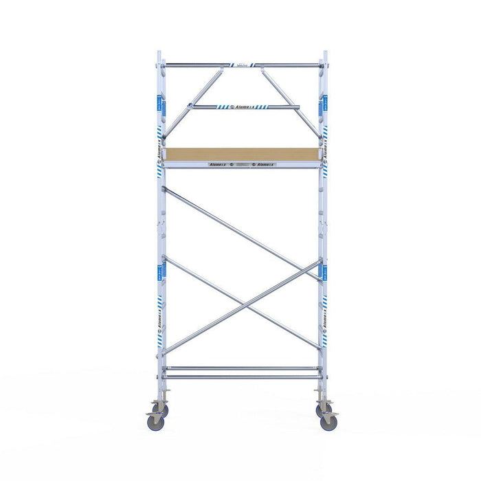 Rollgerüst Alumexx Extra 75x190 5,2m Arbeitshöhe an der Fassade - Gerüstexpress.de