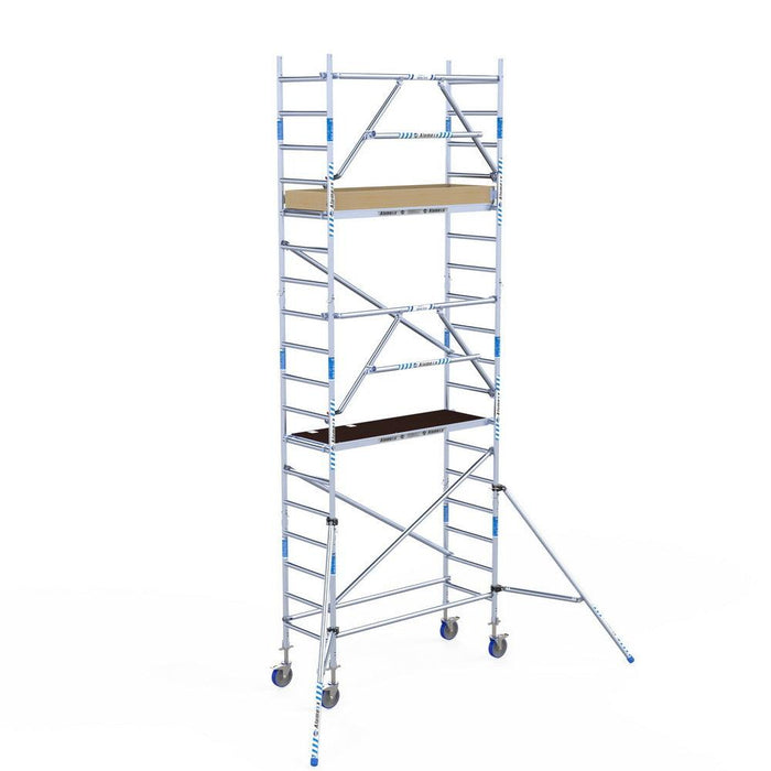 Rollgerüst Alumexx Extra 75x190 6,2m Arbeitshöhe an der Fassade - Gerüstexpress.de