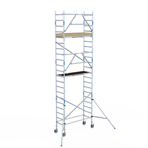 Rollgerüst Alumexx Extra 75x190 7,2m Arbeitshöhe an der Fassade - Gerüstexpress.de