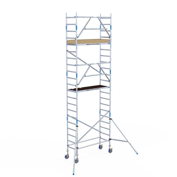 Rollgerüst Alumexx Extra 75x190 7,2m Arbeitshöhe an der Fassade - Gerüstexpress.de