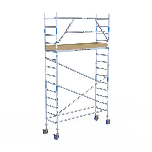 Rollgerüst Alumexx Extra 75x250 5,2m Arbeitshöhe an der Fassade - Gerüstexpress.de