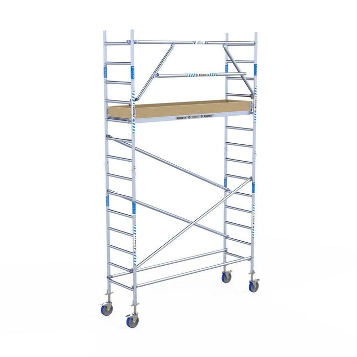 Rollgerüst Alumexx Extra 75x250 5,2m Arbeitshöhe an der Fassade - Gerüstexpress.de