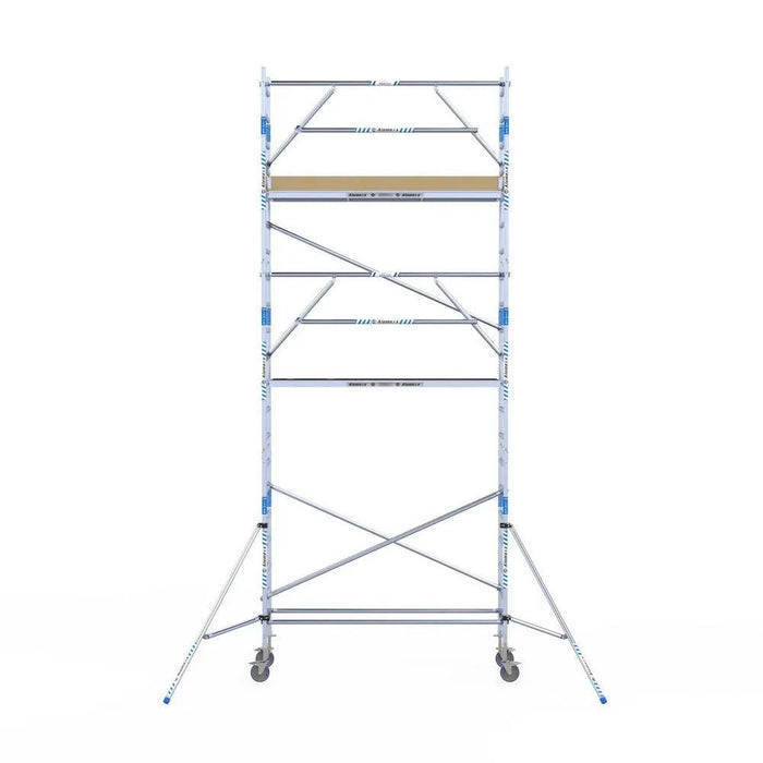 Rollgerüst Alumexx Extra 75x250 7,2m Arbeitshöhe an der Fassade - Gerüstexpress.de