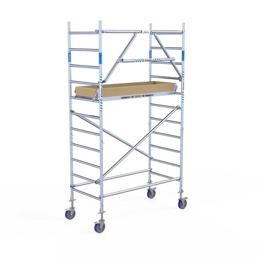 Rollgerüst Alumexx Extra 90x190 4,2m Arbeitshöhe an der Fassade - Gerüstexpress.de