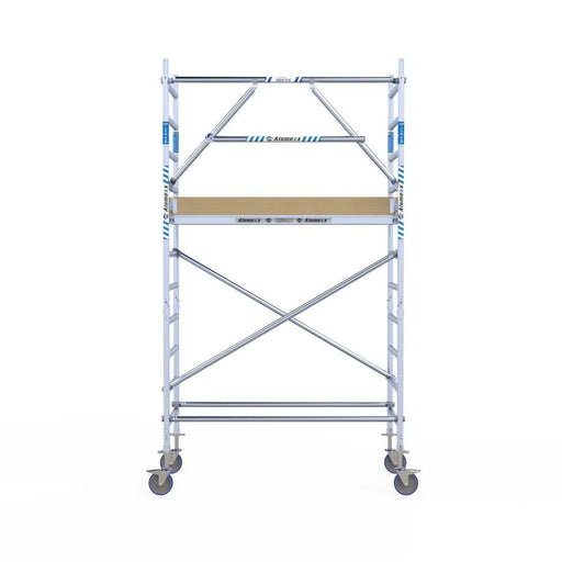 Rollgerüst Alumexx Extra 90x190 4,2m Arbeitshöhe an der Fassade - Gerüstexpress.de