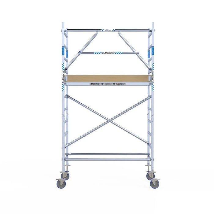 Rollgerüst Alumexx Extra 90x190 4,2m Arbeitshöhe an der Fassade - Gerüstexpress.de