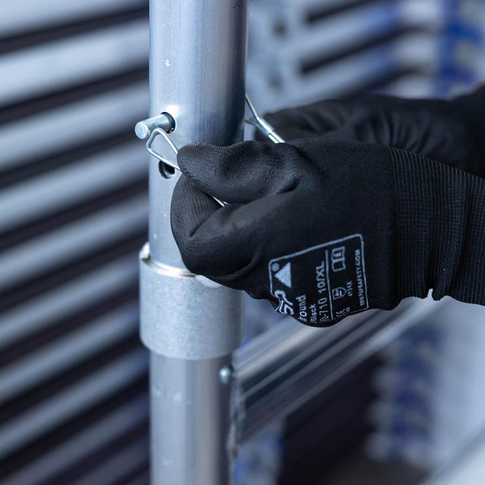 Rollgerüst Alumexx Extra 90x190 5,2m Arbeitshöhe an der Fassade - Gerüstexpress.de