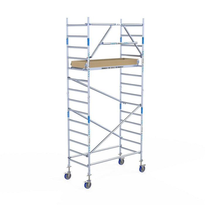 Rollgerüst Alumexx Extra 90x190 5,2m Arbeitshöhe an der Fassade - Gerüstexpress.de