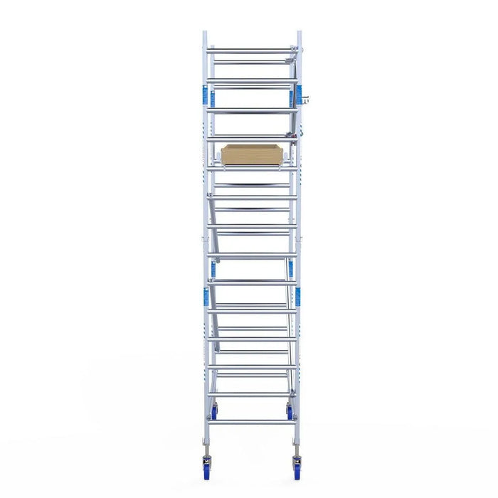 Rollgerüst Alumexx Extra 90x190 5,2m Arbeitshöhe an der Fassade - Gerüstexpress.de