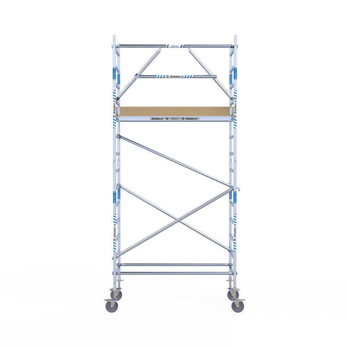 Rollgerüst Alumexx Extra 90x190 5,2m Arbeitshöhe an der Fassade - Gerüstexpress.de