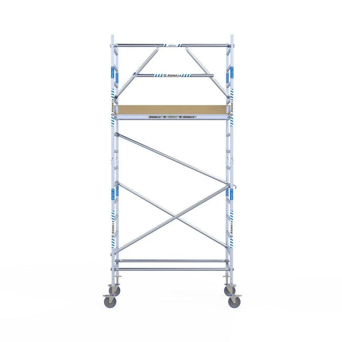 Rollgerüst Alumexx Extra 90x190 5,2m Arbeitshöhe an der Fassade - Gerüstexpress.de